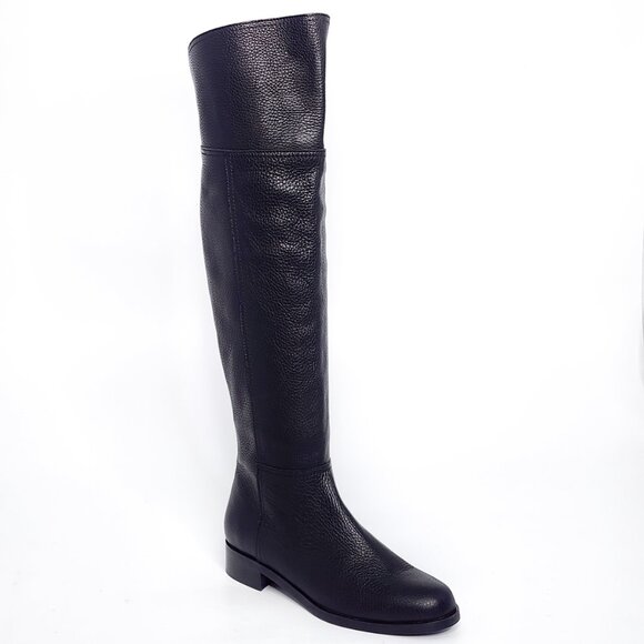 L.K. BENNETT Black Pebble Leather Over the Knee Boots - Picture 1 of 8